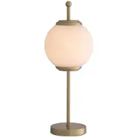 Casa Padrino Luxus Lampe de table laiton antique / blanc Ø 19 x H. 52 cm - Lampe de bureau avec abat-jour en verre rond - Luminaires de luxe