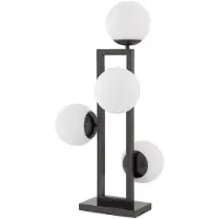 Casa Padrino Lampe de table de luxe bronze / blanc 35 x 37,5 x H. 65,5 cm - Lampe de bureau élégante avec abat-jour en verre rond - Luminaires de luxe