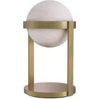 Casa Padrino Luxus Lampe de table laiton antique / blanc Ø 22 x H. 38 cm - Lampe de bureau avec abat-jour en verre rond - Luminaires de luxe
