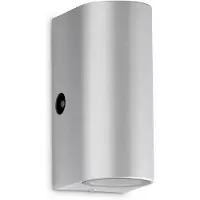 Telefunken - Lampe LED d'extérieur IP44, Applique LED d'extérieur, capteur crépusculaire, 2x GU10, 4000K blanc neutre, couleur argent, 151x67x92mm (LxlxH)