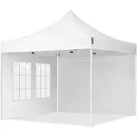 TOOLPORT 3x3 m Tonnelle pliante Acier, PES 700, côtés avec fenêtres, blanc
