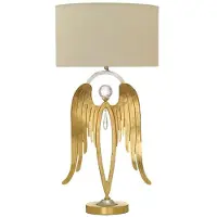 Casa Padrino Luxus Tischleuchte Engel Gold / Silber / Cremefarben Ø 28 x H. 56,5 cm - Lampe de bureau moderne avec cristal Swarovski raffiné - Qualité de luxe - Italy