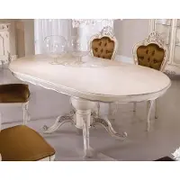 Casa Padrino Luxe Table à manger baroque Crème / Argent - Table de salle à manger ovale extensible en bois massif de style baroque - Meubles de salle à manger baroques - Qualité de luxe - Italy