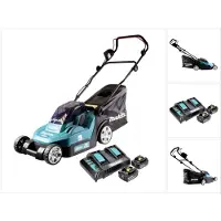 Makita DLM 382 CT2 Tondeuse à gazon sans fil 36 V ( 2x 18 V ) 38 cm 40 l + 2x batterie 5,0 Ah + double chargeur
