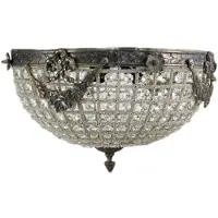 Casa Padrino Plafonnier en cristal baroque oxydé Ø 40 cm - Plafonnier rond de style baroque - Luminaires baroques - Noble et somptueux