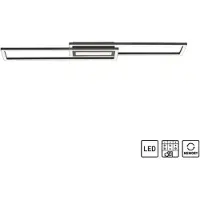 JUST LIGHT Plafonnier LED ASMIN 45 W, 3000 K, 3825 lm, métal noir et blanc, dim. : 5 x 95 x 17,5 cm, IP20, Leuchten Direkt