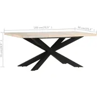 vidaXL Table de salle à manger 180 x 90 x 76 cm Manguier massif blanchi