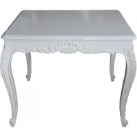 Casa Padrino Table de salle à manger baroque Blanc 100 cm x 100 cm- Table de salle à manger - Meubles de style antique