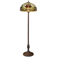 Casa Padrino Lampadaire de luxe Tiffany Multicolore / Marron Ø 50 x H. 170 cm - Lampadaire Tiffany - Lampes Tiffany - Lampadaires Bureau - Lampadaires Salon