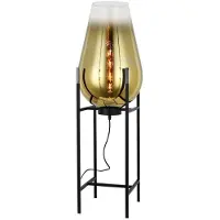 Casa Padrino Lampadaire de luxe or / noir 30 x 30 x H. 97 cm - Lampadaire en métal avec abat-jour en verre - Lampadaires de luxe - Luminaires de luxe - Intérieur de luxe