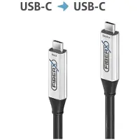 FiberX FX-I600-012, 12 m, USB C, USB C, USB 3.2 Gen 1 (3.1 Gen 1), 10 Gbit/s, noir, argent