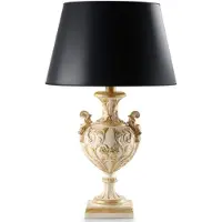 Casa Padrino Luxus Barock Tischlampe Antik Cremeweiß / Antik Gold / Schwarz Ø 27 x H. 61,5 cm - Lampe de bureau somptueuse de style baroque avec abat-jour - Qualité de luxe - Italy
