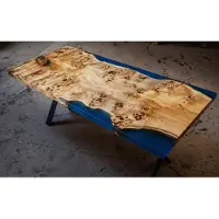 Casa Padrino Table de salle à manger de luxe Nature / Bleu / Noir 240 cm