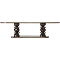 Casa Padrino Luxe Table de Salle à Manger Marron Foncé / Laiton 240 x 110 x H. 76 cm - Table de Salle à Manger Ovale en Bois Massif - Meubles de Salle à Manger - Meubles de Luxe
