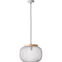 Brilliant Suspension Giada H 113 cm, D 40 cm, E27, à raccourcir, métal/bois, gris clair/brun