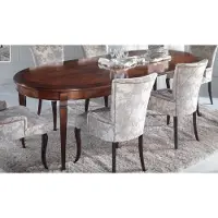 Casa Padrino Luxus Barock Esstisch Dunkelbraun Intarsien - Table de salle à manger ovale extensible en bois massif de style baroque - Meubles de salle à manger baroques - Qualité de luxe - Italy
