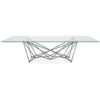 Casa Padrino Table de salle à manger de luxe avec plateau en verre noir - Différentes tailles - Fabriquée en Italie
