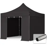 TOOLPORT 3x3 m Tonnelle pliante Acier, PVC 800, côtés sans fenÃªtre, noir