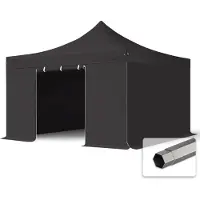 TOOLPORT 4x4 m Tonnelle pliante Acier, PVC 800, côtés sans fenÃªtre, noir