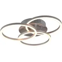 TRIO Plafonnier LED CIRCLE 27 W, de 2 700 à 6 000 K, 3 100 lm, métal argenté, dimensions : 9,5 x 43,5 x 43,5 cm, IP20, RL