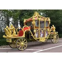Casa Padrino Baroque Voiture hippomobile Rouge / Multicolore / Or - Voiture somptueuse de style baroque - Voiture de mariage baroque - Voiture royale baroque - Meubles baroques - Noble et somptueux