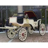 Casa Padrino Baroque Voiture à Cheval Crème / Beige / Noir - Voiture de mariage somptueuse de style baroque - Voiture de style baroque faite à la main - Noble & Somptueux
