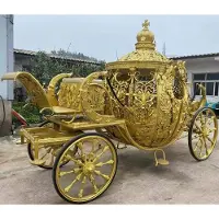 Casa Padrino , Calèche baroque pour chevaux dorée - Calèche de mariage somptueuse de style baroque - Calèche royale fabriquée à la main - Calèche de princesse