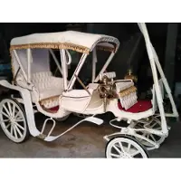 Casa Padrino Baroque Voiture hippomobile Blanc / Rouge / Or - Voiture de mariage somptueuse de style baroque - Voiture de style baroque faite à la main - Noble & Somptueux