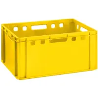 BURI Caisse à viande E3 jaune 60x40x30cm Caisse de stockage Eurobox haute en provenance d'Allemagne, convient pour aliments, robuste, empilable
