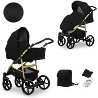 Kunert MATA 2in1 Poussette en noir avec cadre graphite - Poussette sûre et confortable pour bébé