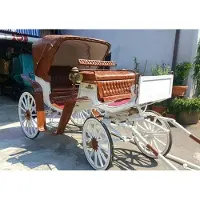 Casa Padrino Baroque Voiture hippomobile Blanc / Marron - Voiture de mariage de style baroque