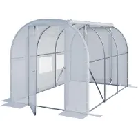 TOOLPORT Serre tunnel Premium 2x3m avec porte pivotante, bâche PE 180 g/m² blanc transparent