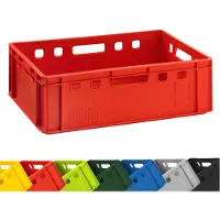 BURI 1x caisse à viande E2 rouge 60x40x20cm caisse de stockage, caisse de boucherie Eurobox d'Allemagne alimentaire, robuste, empilable