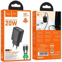 Hoco Chargeur de téléphone USB C QC PD 20W + câble USB C vers USB C N60 noir