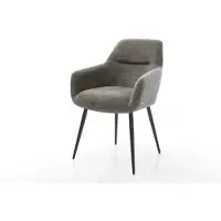 DELIFE Chaise-de-salle-à-manger Pejo-Flex bouclé doux couleur boue 4 pieds coniques noir resorts ensachés