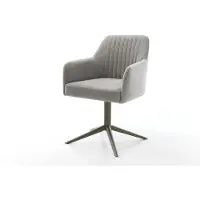 DELIFE Chaise-pivotante Greg-Flex tissu structuré doux gris pied de chaise 4 branches aspect titane pivotement sur 360° fonction bascule resorts ensachés
