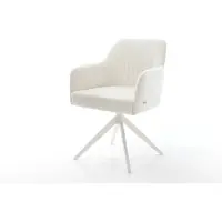 DELIFE Chaise-pivotante Greg-Flex bouclé doux beige pied croisé large blanc pivotement sur 360° fonction bascule resorts ensachés