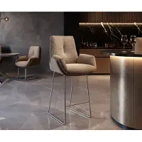 DELIFE Chaise-de-bar Clea-Flex mélange de matériaux boue piétement traîneau acier inoxydable ressorts ensachés