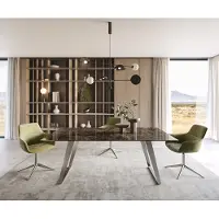 DELIFE Table de salle à manger Edge Céramique Emperador Extra Lucidato Brun foncé 200x100 Acier inoxydable incliné