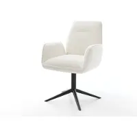 DELIFE Chaise-pivotante Zoa-Flex bouclé doux beige pied de chaise 4 branches noir pivotement sur 360° fonction bascule resorts ensachés