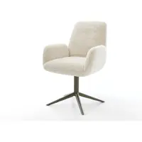 DELIFE Chaise-pivotante Zoa-Flex peluche crème-blanc pied de chaise 4 branches aspect titane pivotement sur 360° fonction bascule resorts ensachés