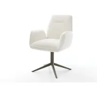 DELIFE Chaise-pivotante Zoa-Flex bouclé doux beige pied de chaise 4 branches aspect titane pivotement sur 360° fonction bascule resorts ensachés