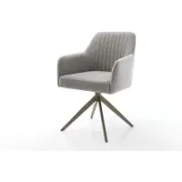 DELIFE Chaise-pivotante Greg-Flex tissu structuré doux gris pied croisé large aspect titane pivotement sur 360° fonction bascule resorts ensachés
