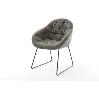 DELIFE Chaise-de-salle-à-manger Gaio-Flex bouclé doux couleur boue pied trapèze noir