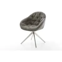DELIFE Chaise-pivotante Gaio-Flex bouclé doux couleur boue pied croisé large acier inoxydable pivotement sur 360° fonction bascule