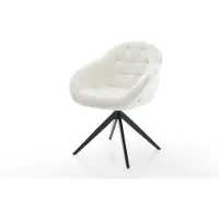 DELIFE Chaise-pivotante Gaio-Flex bouclé doux beige pied croisé large noir pivotement sur 360° fonction bascule