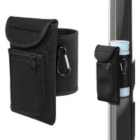 OEM Sac de sport avec mousqueton pour gourde, téléphone portable, clés et accessoires - Idéal pour le fitness, le vélo et les voyages - Néoprène, noir, 32,5 x 19 x 3,5 cm