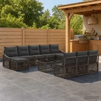 Prolenta Maison Exclusive - Ensemble de canapé de jardin, 11 pièces, gris, en résine tressée