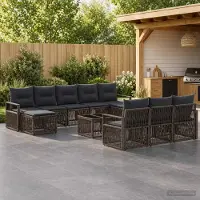 Prolenta Maison Exclusive - Ensemble de canapé de jardin, 11 pièces, gris, en résine tressée