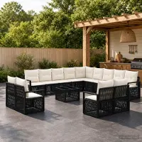 Prolenta Maison Exclusive - Ensemble de canapés de jardin, 14 pièces, en résine tressée noire